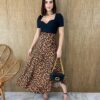 Saia Midi Transpassada com Amarração Animal Print Fernanda Ramos Store