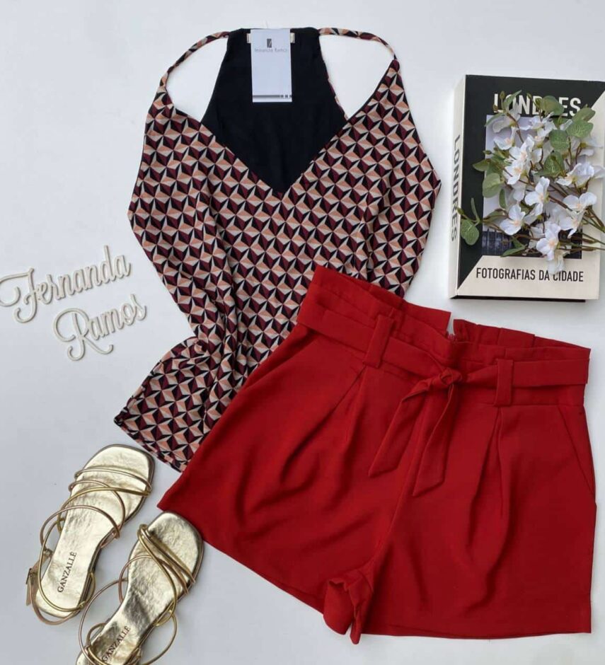 Short Feminino com Amarração TerraCota Fernanda Ramos Store