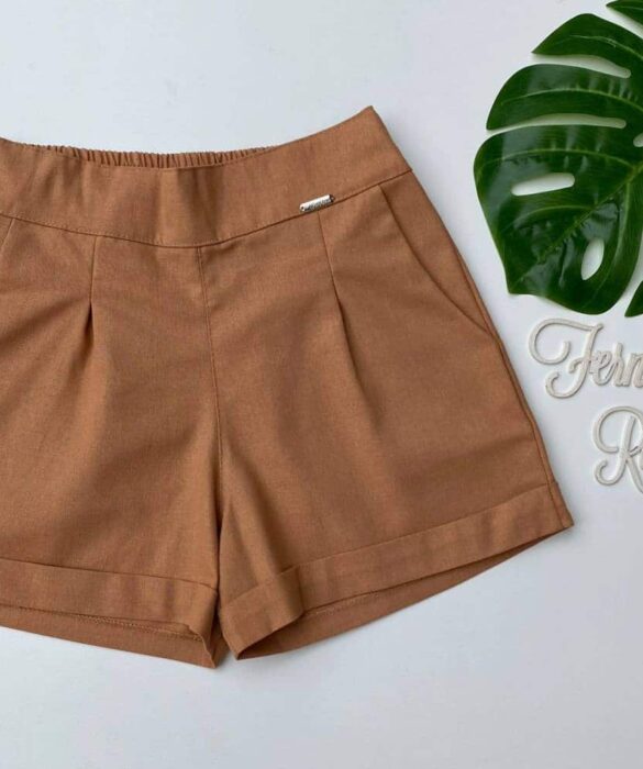 Short Feminino Viscolinho Caramelo Fernanda Ramos Store