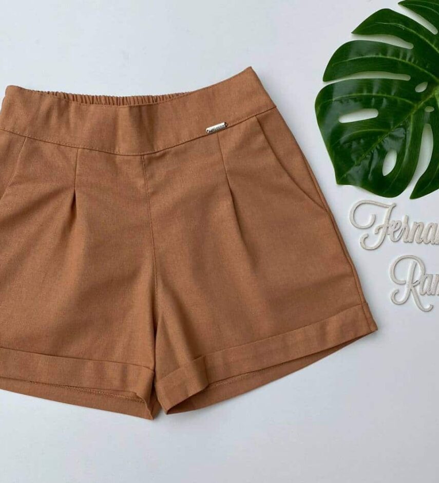 Short Feminino Viscolinho Caramelo Fernanda Ramos Store