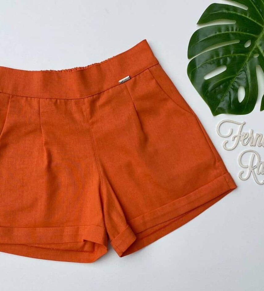 Short Feminino Viscolinho Laranja Fernanda Ramos Store