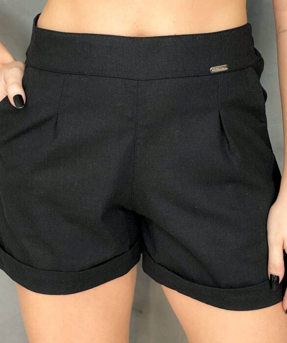 Short Feminino Viscolinho Preto Fernanda Ramos Store