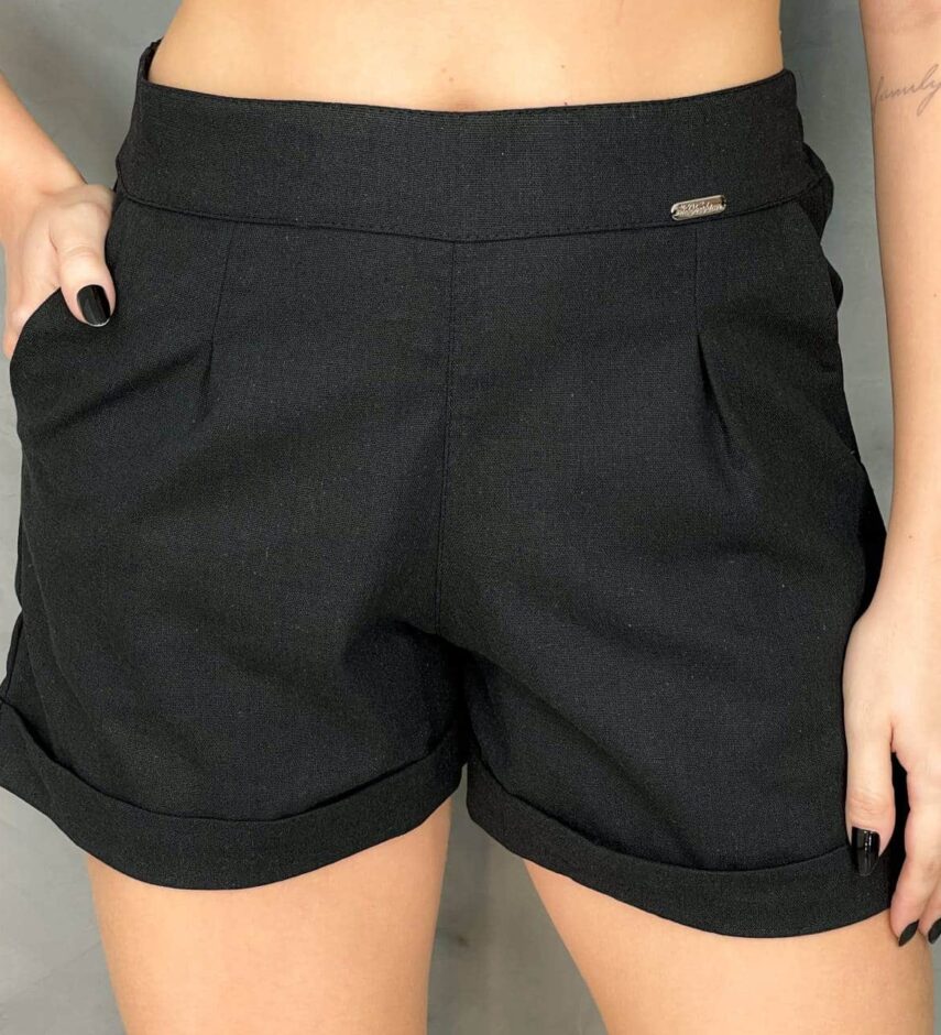 Short Feminino Viscolinho Preto - Fernanda Ramos Store