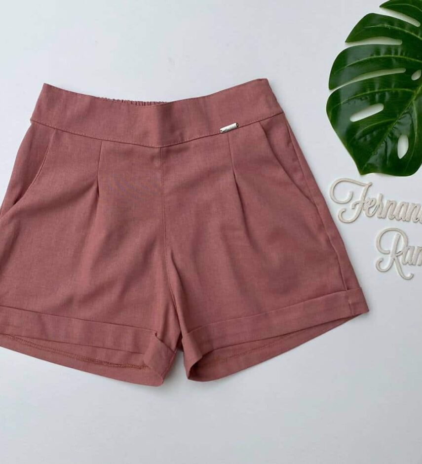 Short Feminino Viscolinho Rose Fernanda Ramos Store