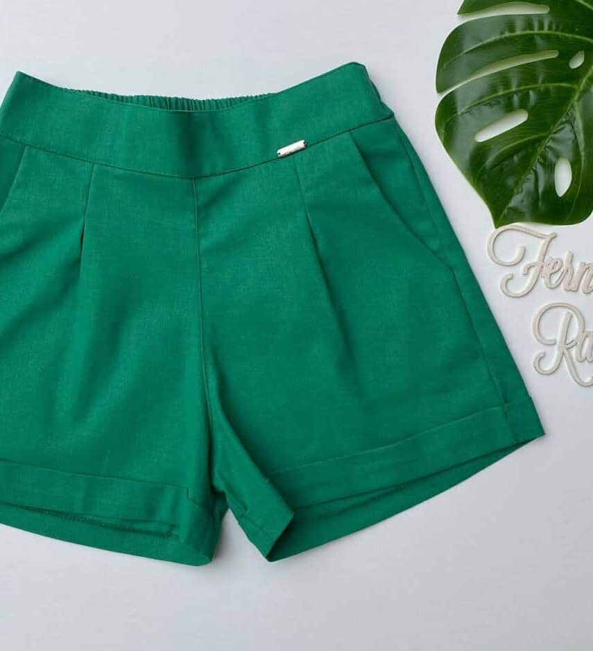 Short Feminino Viscolinho Verde Fernanda Ramos Store