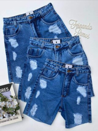 Short Jeans Feminino Pedal Destroyed - Fernanda Ramos Store