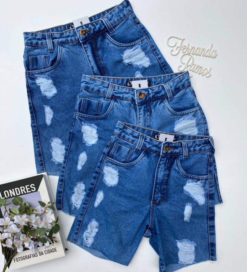 Short Jeans Feminino Pedal Destroyed - Fernanda Ramos Store