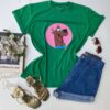 T-shirt Manga Curta Plus Size com Estampa Verde Fernanda Ramos Store