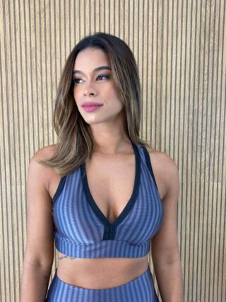 Top Cropped com Bojo Academia Cinza - Fernanda Ramos Store