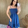 fernandaramosstore com br vestido curto jeans com lastex e amarracao nas alcas 2