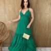 Vestido Longo com Bojo Detalhe em Guippir e Lastex Verde - Fernanda Ramos Store