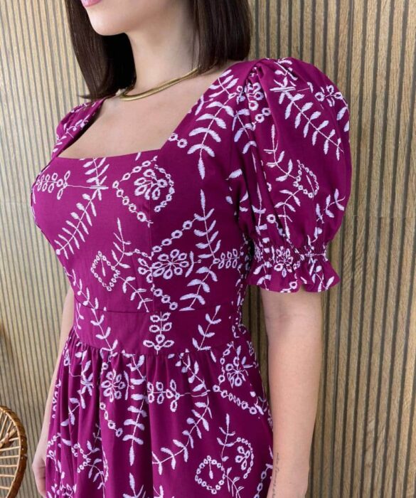 fernandaramosstore com br vestido longo sem bojo manga bufante estampa vinho 2