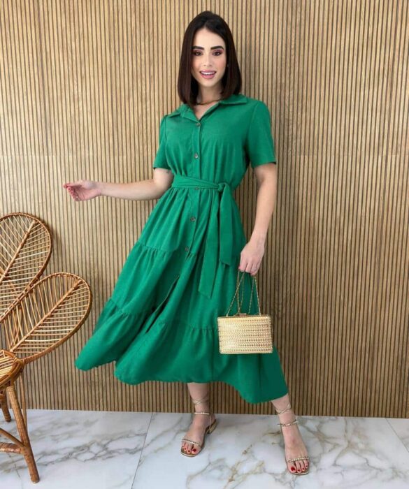 fernandaramosstore com br vestido midi sem bojo com amarracao e botoes verde 1