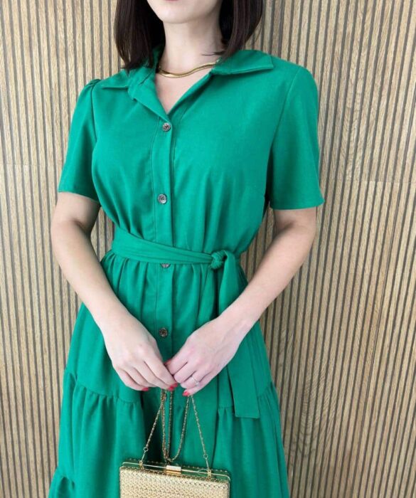 fernandaramosstore com br vestido midi sem bojo com amarracao e botoes verde 2