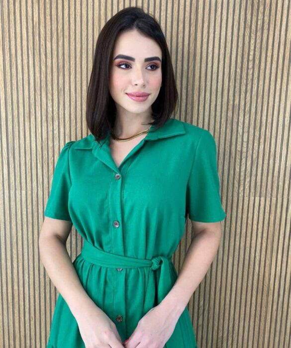 fernandaramosstore com br vestido midi sem bojo com amarracao e botoes verde 3