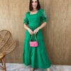 fernandaramosstore com br vestido midi sem bojo manga bufante com detalhe verde 1