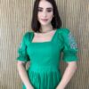 fernandaramosstore com br vestido midi sem bojo manga bufante com detalhe verde 2