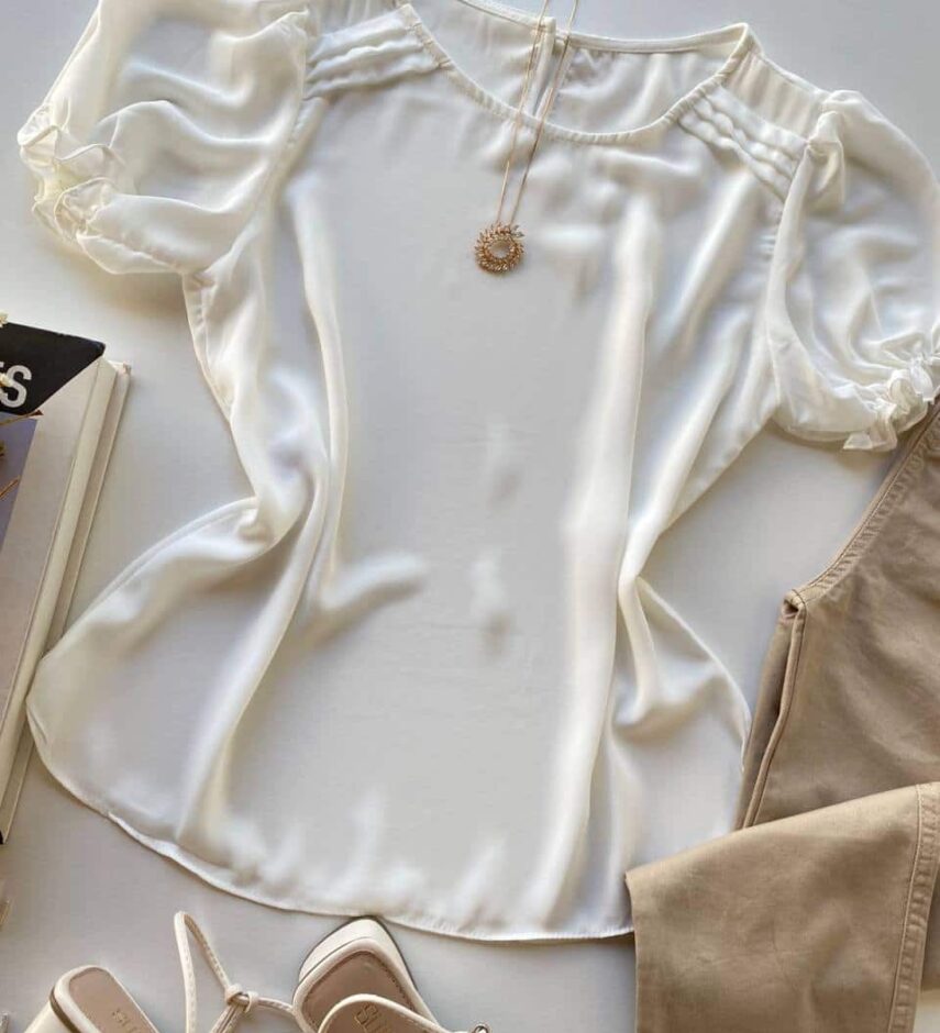 Blusa Feminina Manga Princesa Helena Branca - Fernanda Ramos Store
