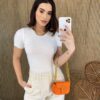 Blusa Feminina Modal Detalhe em Corrente Off White - Fernanda Ramos Store