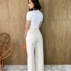 Blusa Feminina Modal Detalhe em Corrente Off White - Fernanda Ramos Store