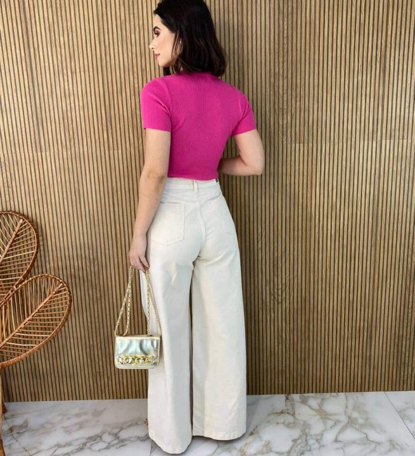 Blusa Feminina Modal Detalhe em Corrente Pink - Fernanda Ramos Store