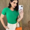 Blusa Feminina Modal Detalhe em Corrente Verde Fernanda Ramos Store