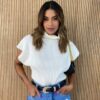 Blusa Manga Curta Feminina Tricot Jade Off White Fernanda Ramos Store