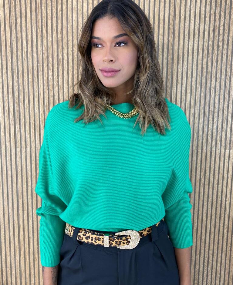 Blusa Manga Longa Feminina Modal 086 Verde Fernanda Ramos Store