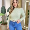 Blusa Manga Longa Feminina Tricot Alice Verde - Fernanda Ramos Store