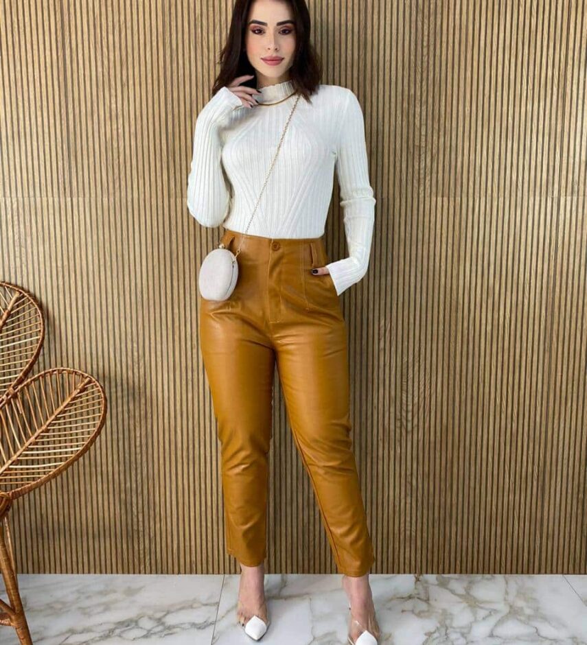 Blusa Manga Longa Feminina Tricot Ana Off White 2069 - Fernanda Ramos Store