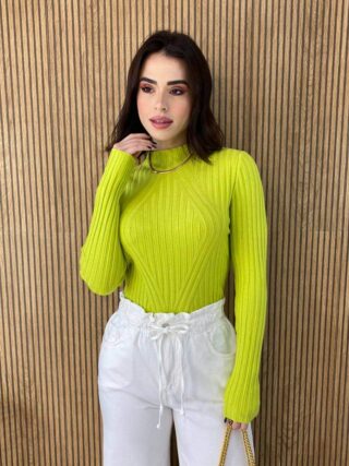 Blusa Manga Longa Feminina Tricot Ana Verde Lima 2069 Fernanda Ramos Store