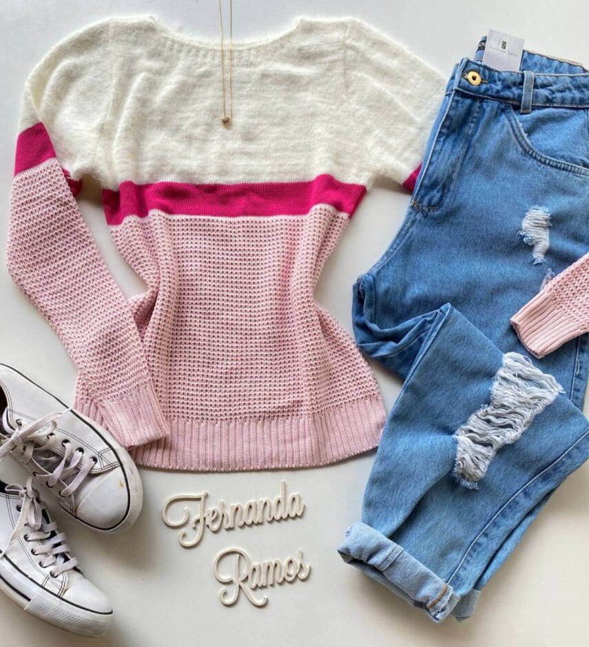 Blusa Manga Longa Feminina Tricot Luna Rosa Fernanda Ramos Store