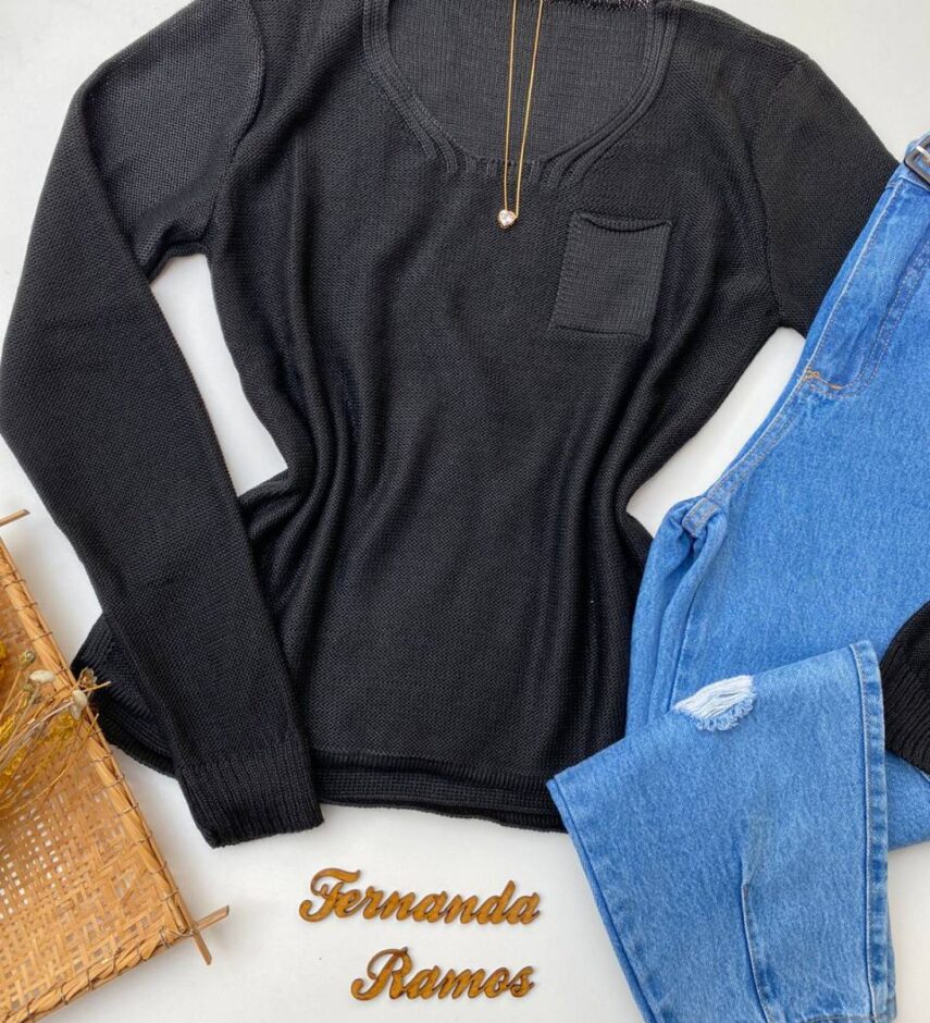 fernandaramosstore com br blusa manga longa feminina tricot bolsinho preta 1