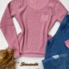 fernandaramosstore com br blusa manga longa feminina tricot bolsinho rosa 1