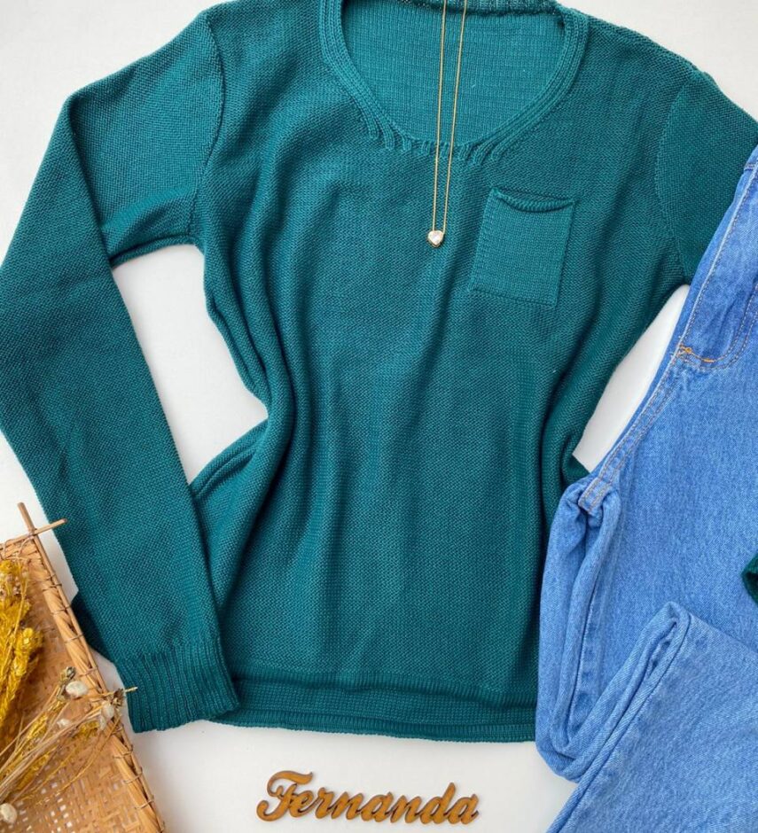 fernandaramosstore com br blusa manga longa feminina tricot bolsinho verde 1