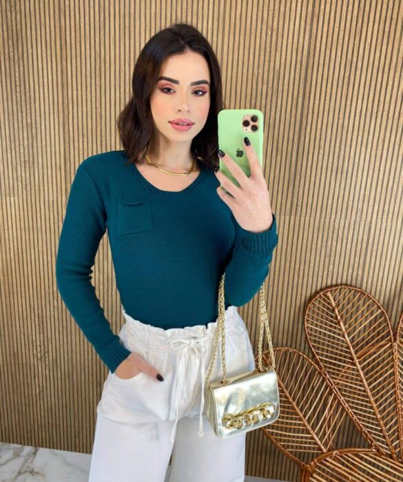 fernandaramosstore com br blusa manga longa feminina tricot bolsinho verde 3