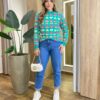 Blusa Manga Longa Feminina Tricot Corações Verde - Fernanda Ramos Store
