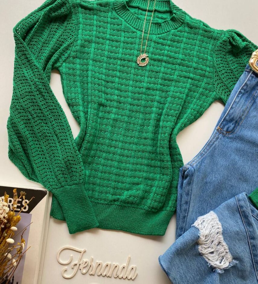 fernandaramosstore com br blusa manga longa feminina tricot detalhe manga verde bandeira 1