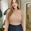 Blusa Manga Longa Feminina Tricot Jade Bege - Fernanda Ramos Store