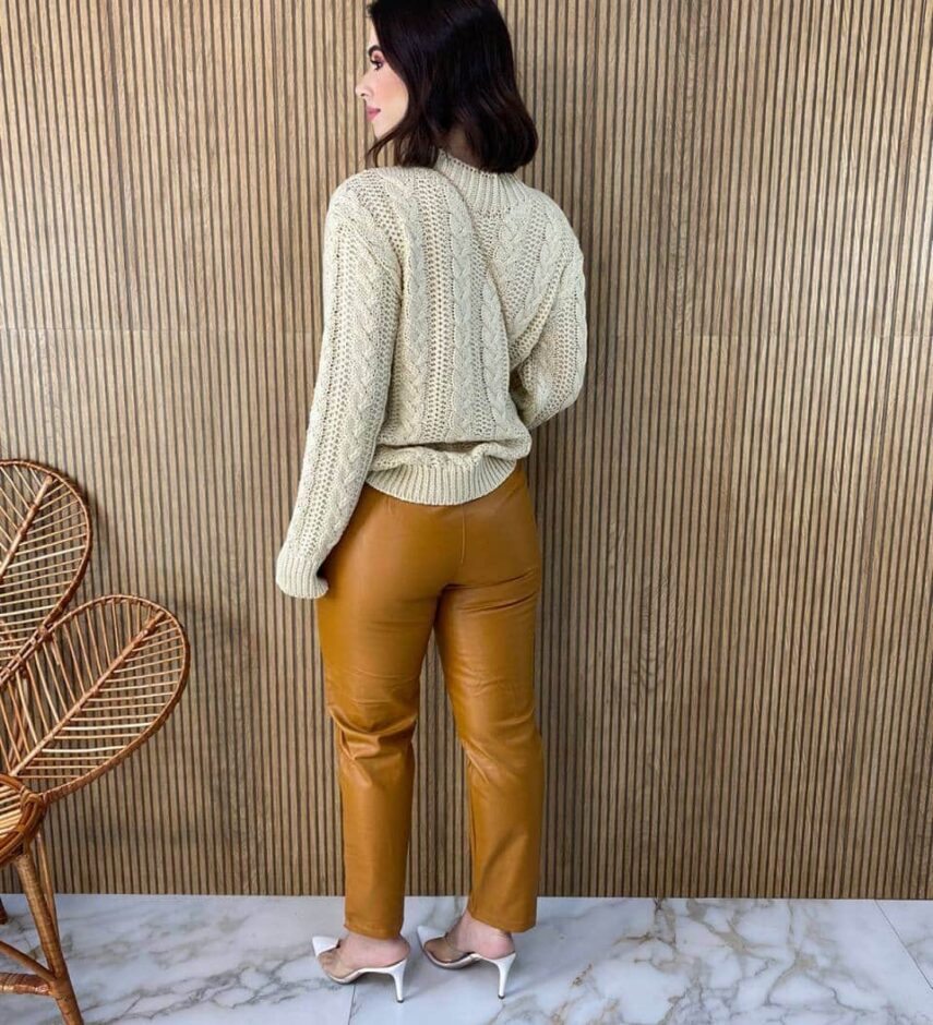Blusa Manga Longa Feminina Tricot Laura Bege - Fernanda Ramos Store