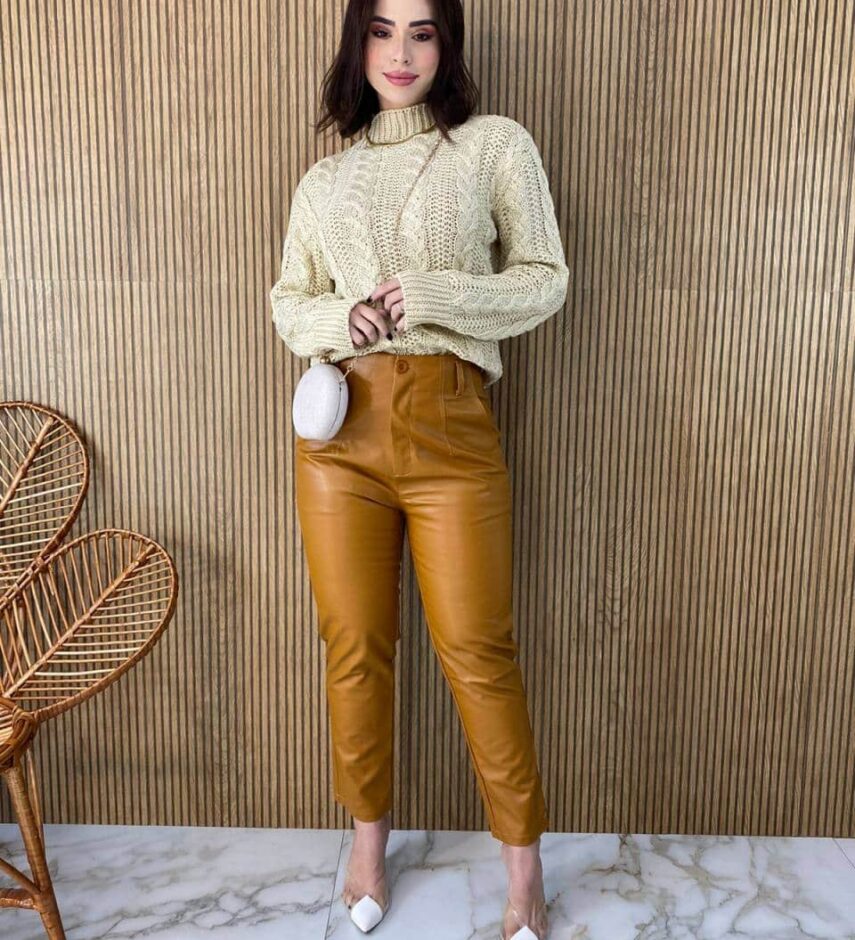 Blusa Manga Longa Feminina Tricot Laura Bege - Fernanda Ramos Store
