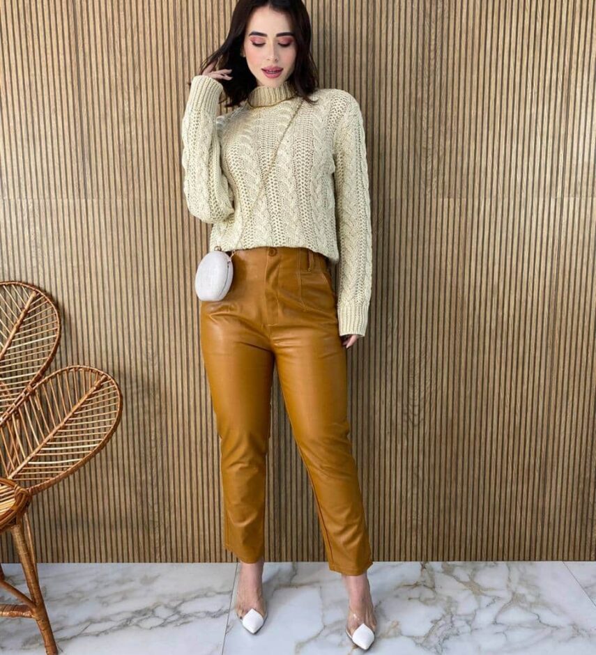 Blusa Manga Longa Feminina Tricot Laura Bege - Fernanda Ramos Store