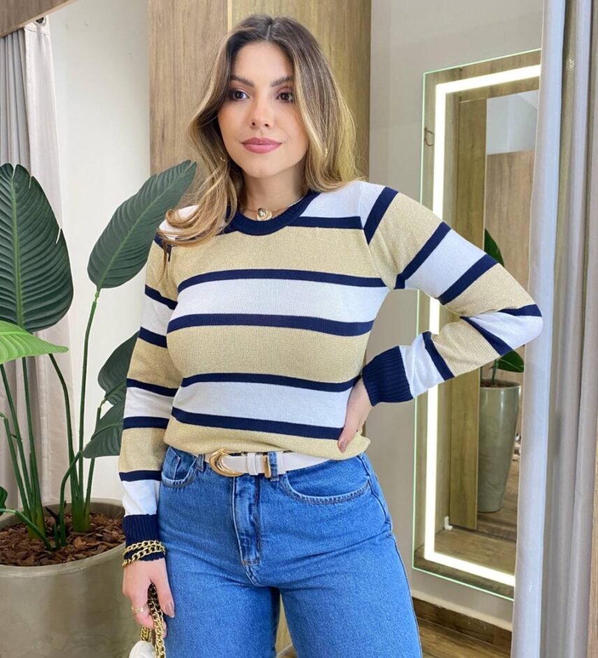 Blusa Manga Longa Feminina Tricot Malu Listrada - Fernanda Ramos Store