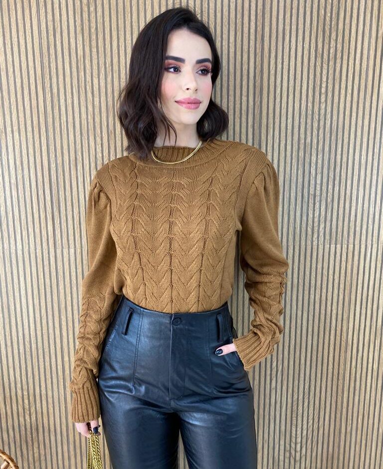 Blusa Manga Longa Feminina Tricot Zoe Terra - Fernanda Ramos Store