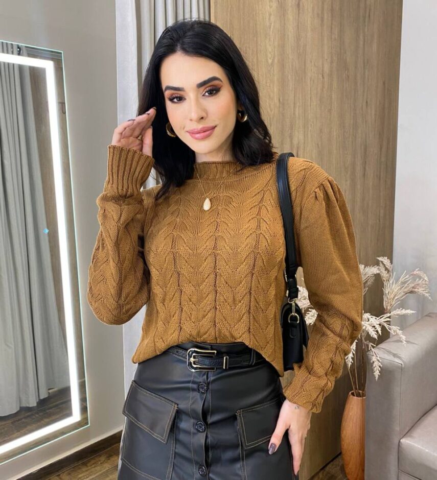 Blusa Manga Longa Feminina Tricot Zoe Terra - Fernanda Ramos Store