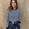 Blusa Manga Longa Modal com Detalhe Listrada Preta Fernanda Ramos Store