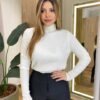Blusa Manga Longa Modal Gola Alta 2068 Off White - Fernanda Ramos Store