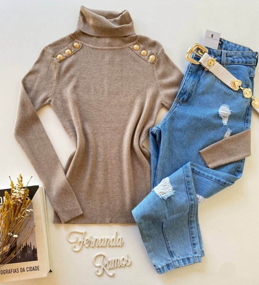 fernandaramosstore_com_br- Blusa Manga Longa Modal Gola Alta com Detalhes 2092 Bege Fernanda Ramos Store