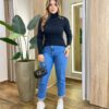 Blusa Manga Longa Modal Gola Alta com Detalhes 2092 Preta - Fernanda Ramos Store