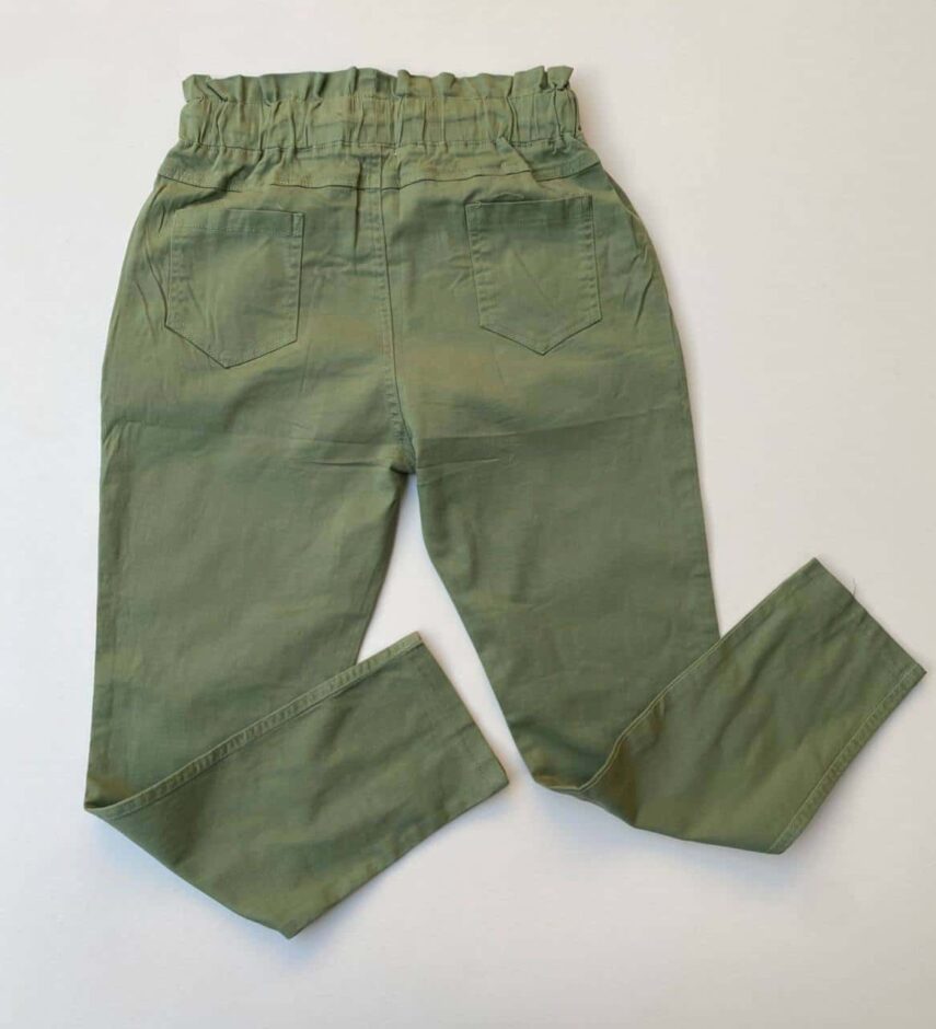 Calça Feminina Botões Encapados Laterais e Amarração Verde Sage - Fernanda Ramos Store